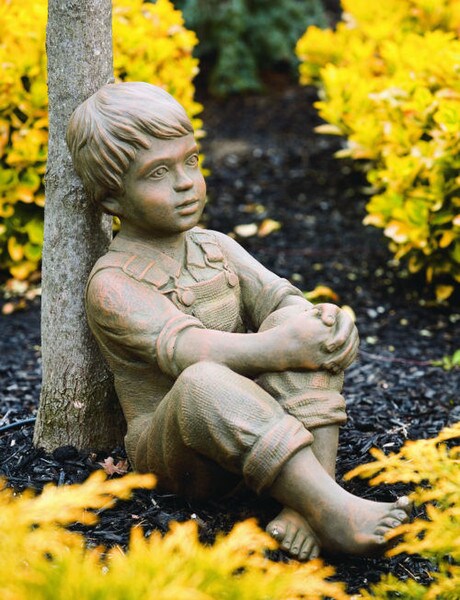 Seedlings Sitting Boy Garden Statue Cement Statuary